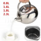 0.8/1.6/1.8/2.3L Stainless Steel Teapot Coffee Pot with Tea Leaf Infuser Filter