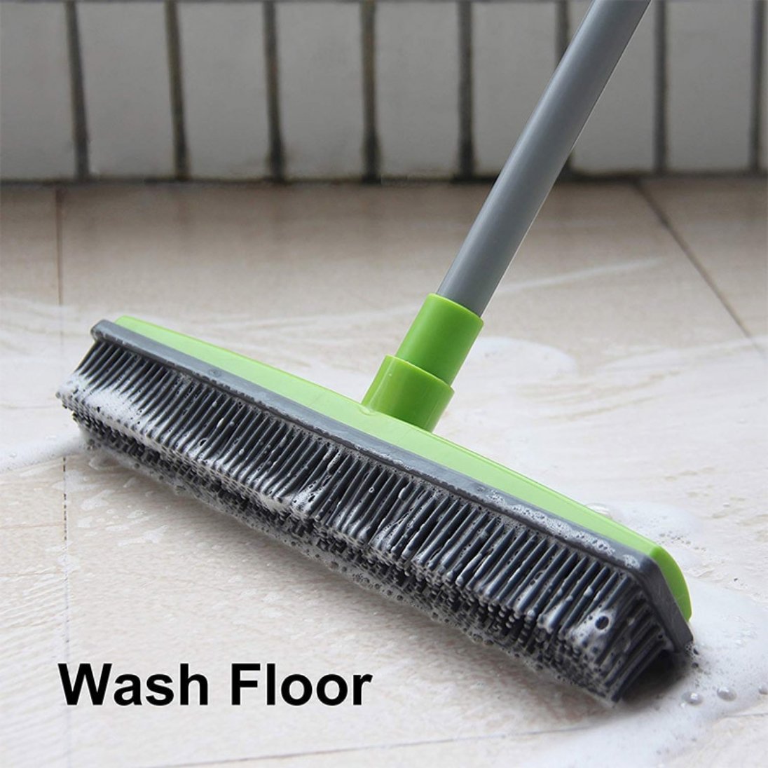 Long Push Rubber Broom Sweeper Squeegee Bristle Carpet Window Hair