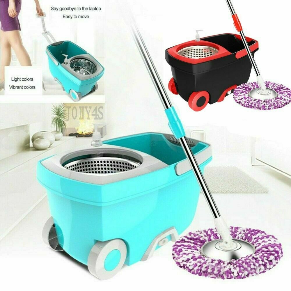 360&Acirc;&deg;Rotating Head Easy Magic Floor Mop 1x Head Microfiber Spinning
