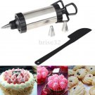 Metal Cake Cupcake Decor Pastry Icing Piping Gun Syringe Spatula 4 Nozzle