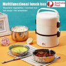 Electric Lunch Box Portable 3 layers Heating Steamer Bento Food Warmer 1.8L AU