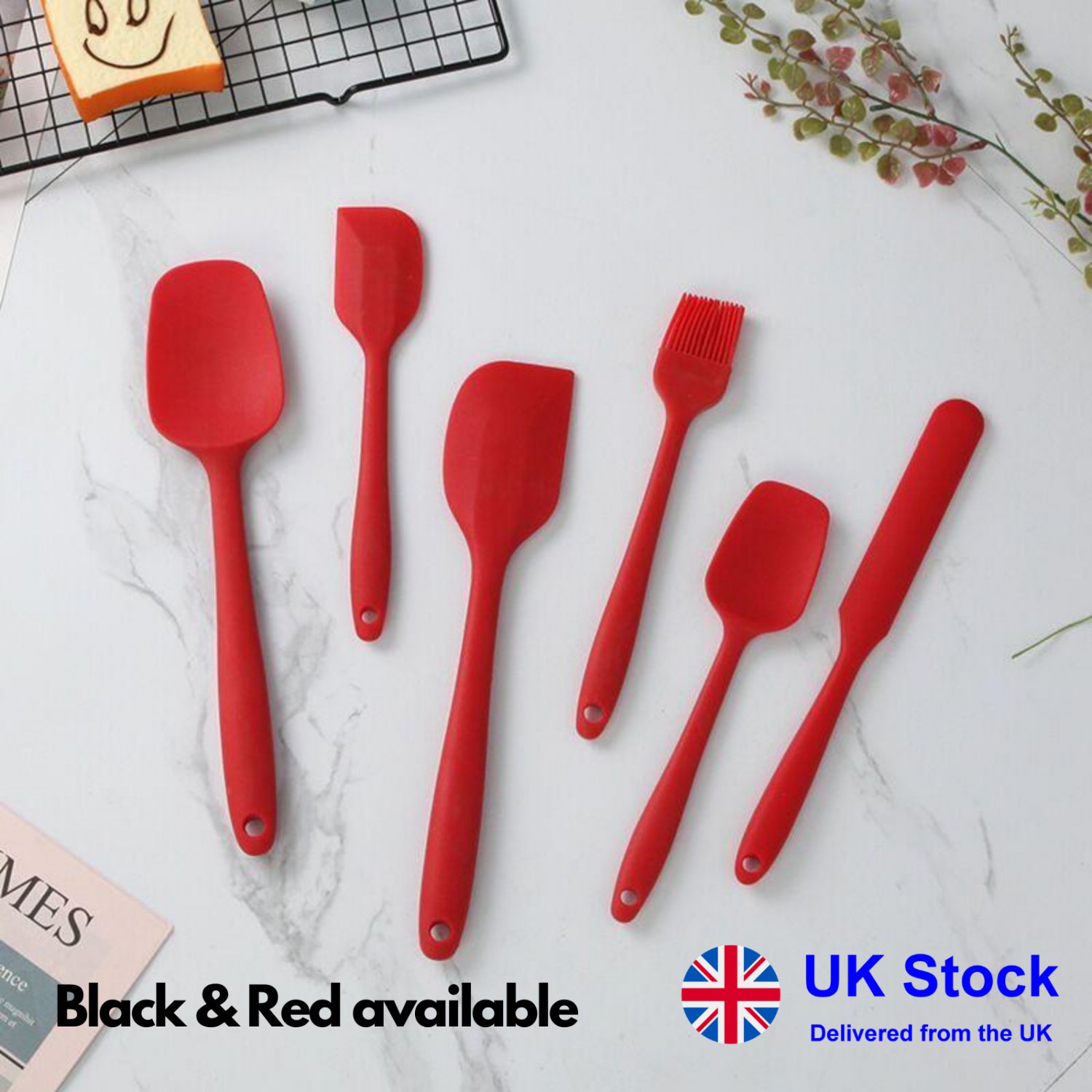 Silicone Cooking Kitchen Utensils Set Non-Stick Spatula Cookware Baking Tool 6pc