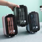 1pcs Double-layer Bento Box Lunchbox with Soup Bow with Utensils Microwave Safe