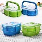 1600ml Silicone Collapsible Lunch Box Double Layer Portable Bento Box Large Gift