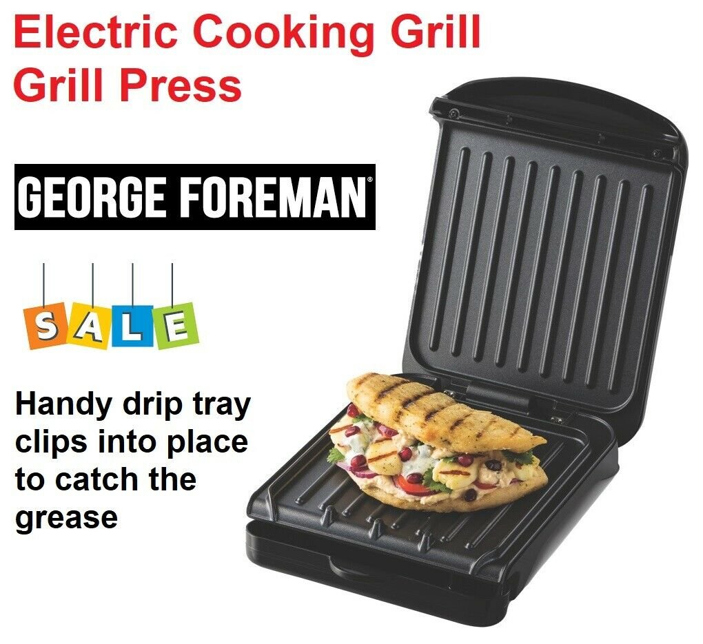 Electric Grill Griddle Press Sandwich Cooker Drip Tray George Foreman Non Stick