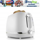 Toaster 2 Slice Electric White & Silver with Warming Rack Crumb Tray Toast Slot