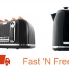 New Black Euro Style 4 Slice Toaster and 1.7L Kettle Combo Set Free Shipping