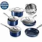 Cookware Pots Pans Ultra Nonstick Coating Granite Stone Cooking Set Blue NEW