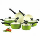 Pot Pan Cookware Pots Pans Nonstick Ceramic Coating Cooking Set Green Apple NEW