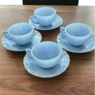Pyrex Delphite Blue Cup and Saucer Made in CANADA Set of 4 Antique Vintage F/S