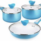 SHINEURI 6 Pieces Nonstick Pots and Pans Set with Glass Lid Ceramic Cookware Set