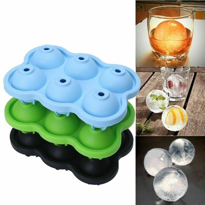 4/6 Large Ice Ball Maker Cube Tray Big Silicone Mold Sphere Whiskey Round Mould
