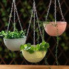 Rattan Plaited Hanging Basket Plant Flower Pot Planter With Chain Garden Decor