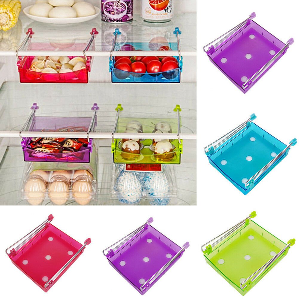 Slide Fridge Freezer Space Saver Organization Storage Rack Shelf Holder Kitchen