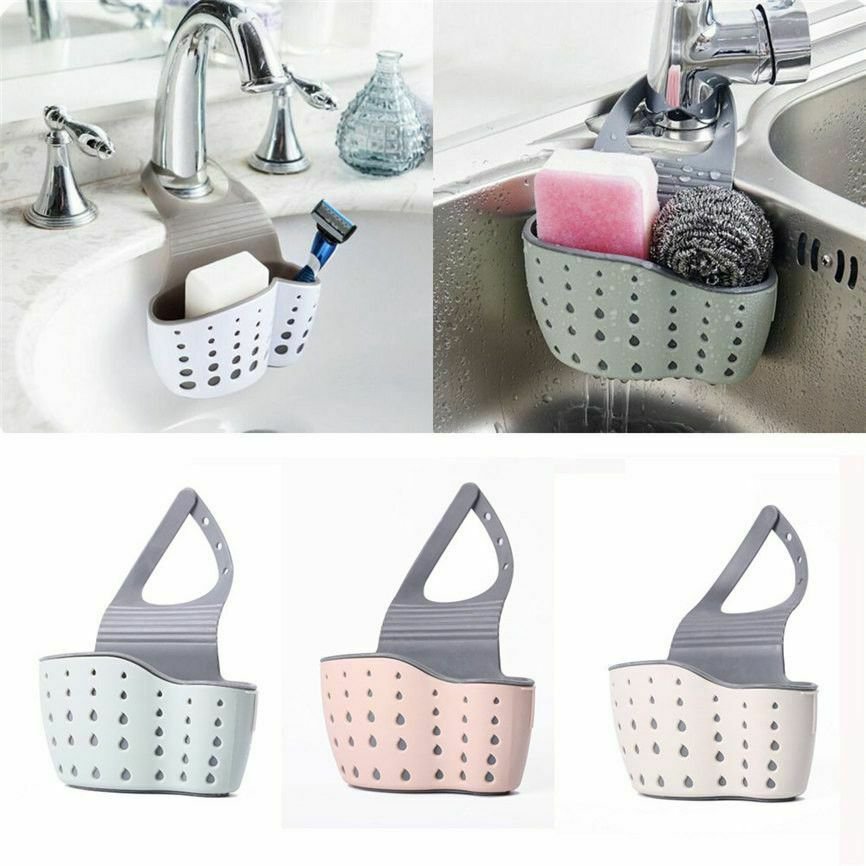 Kitchen Sponge Drain Holder Suction Cup Sink Shelf Soap Sucker Storage Rack Gift