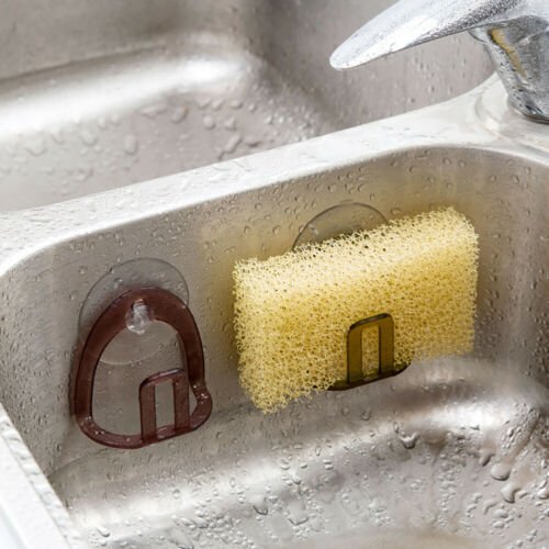 Suction Cup Kitchen Bathroom Soap Sponge Storage Rack Sink Drain Shelf Holder