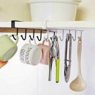 1Pc 6-Hooks Cabinet Kitchen Wall Hanging Cup Holder Shelf Storage Rack Organizer