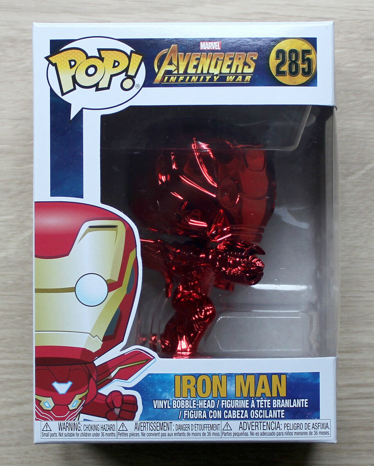 Funko Pop Marvel Avengers Infinity War Iron Man Red Chrome + Free Protector