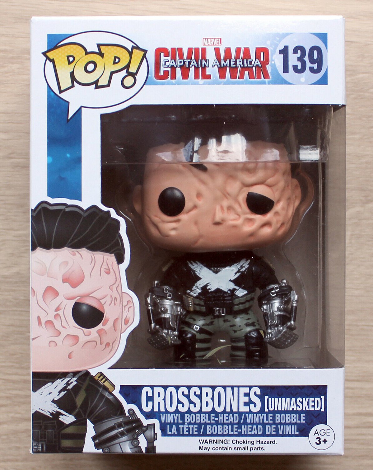 Funko Pop Marvel Capt America Civil War Crossbones Unmasked + Free Protector