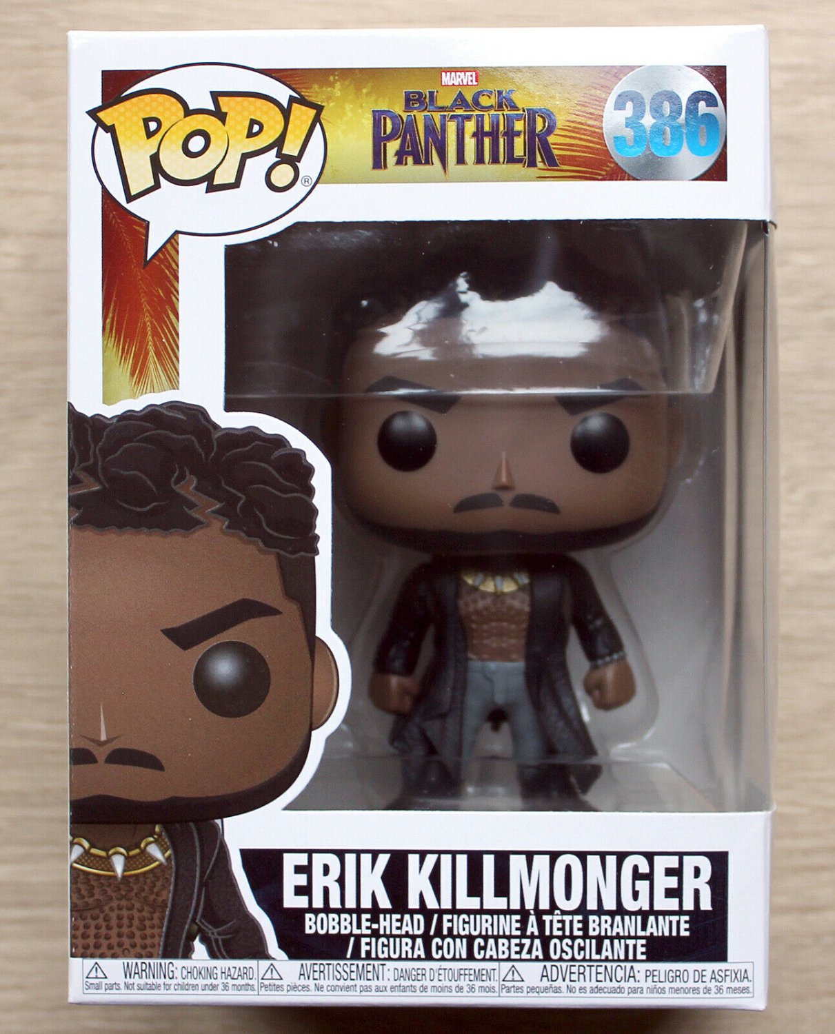 Funko Pop Marvel Black Panther Erik Killmonger Scars + Free Protector