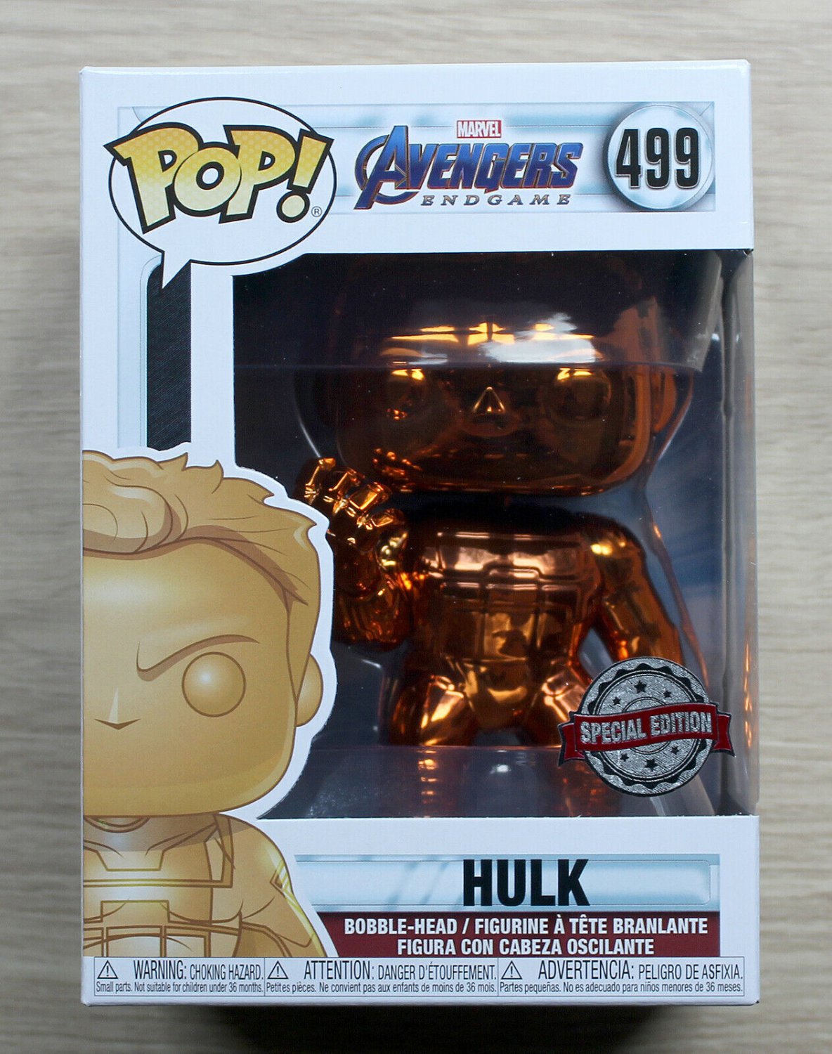 Funko Pop Marvel Avengers Endgame Hulk Orange Chrome + Free Protector