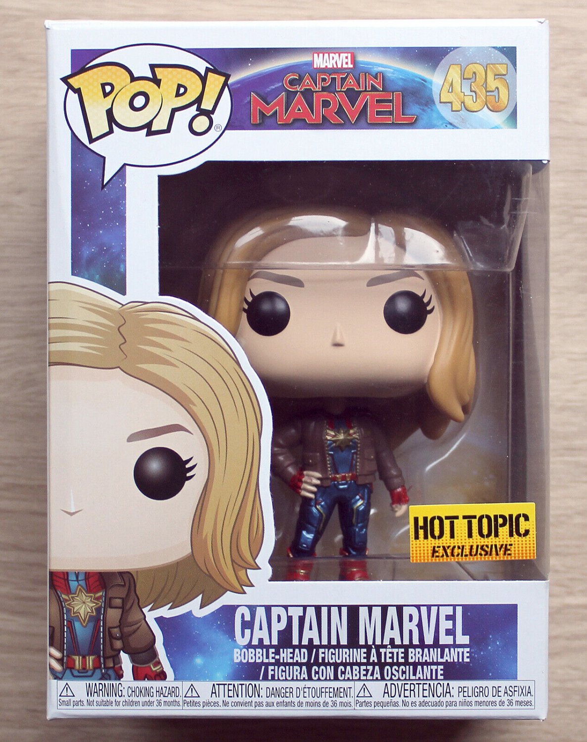 Funko Pop Marvel Captain Marvel Flight Jacket (Box Damage) + Free Protector