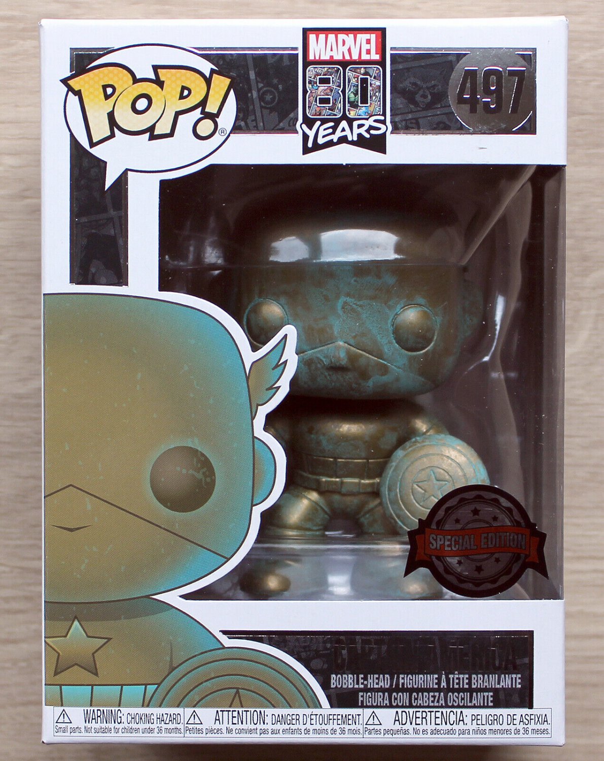 Funko Pop Marvel 80 Years Captain America Patina + Free Protector