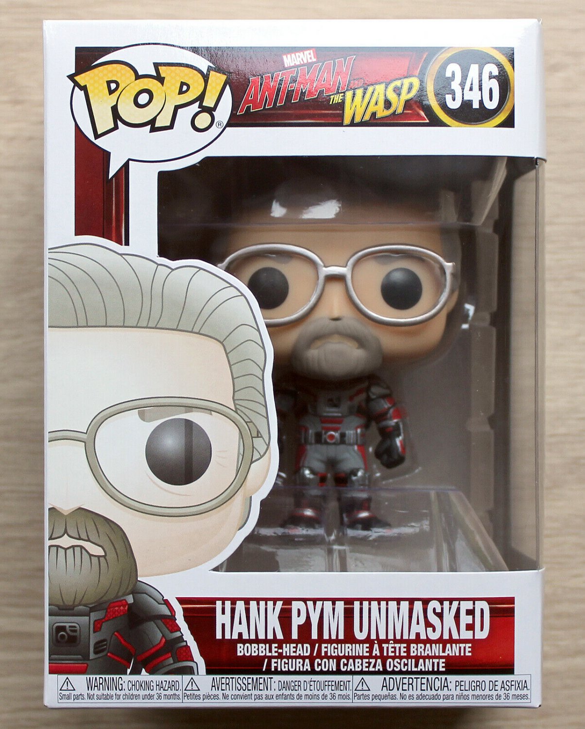 Funko Pop Marvel Ant-Man & The Wasp Hank Pym Unmasked + Free Protector