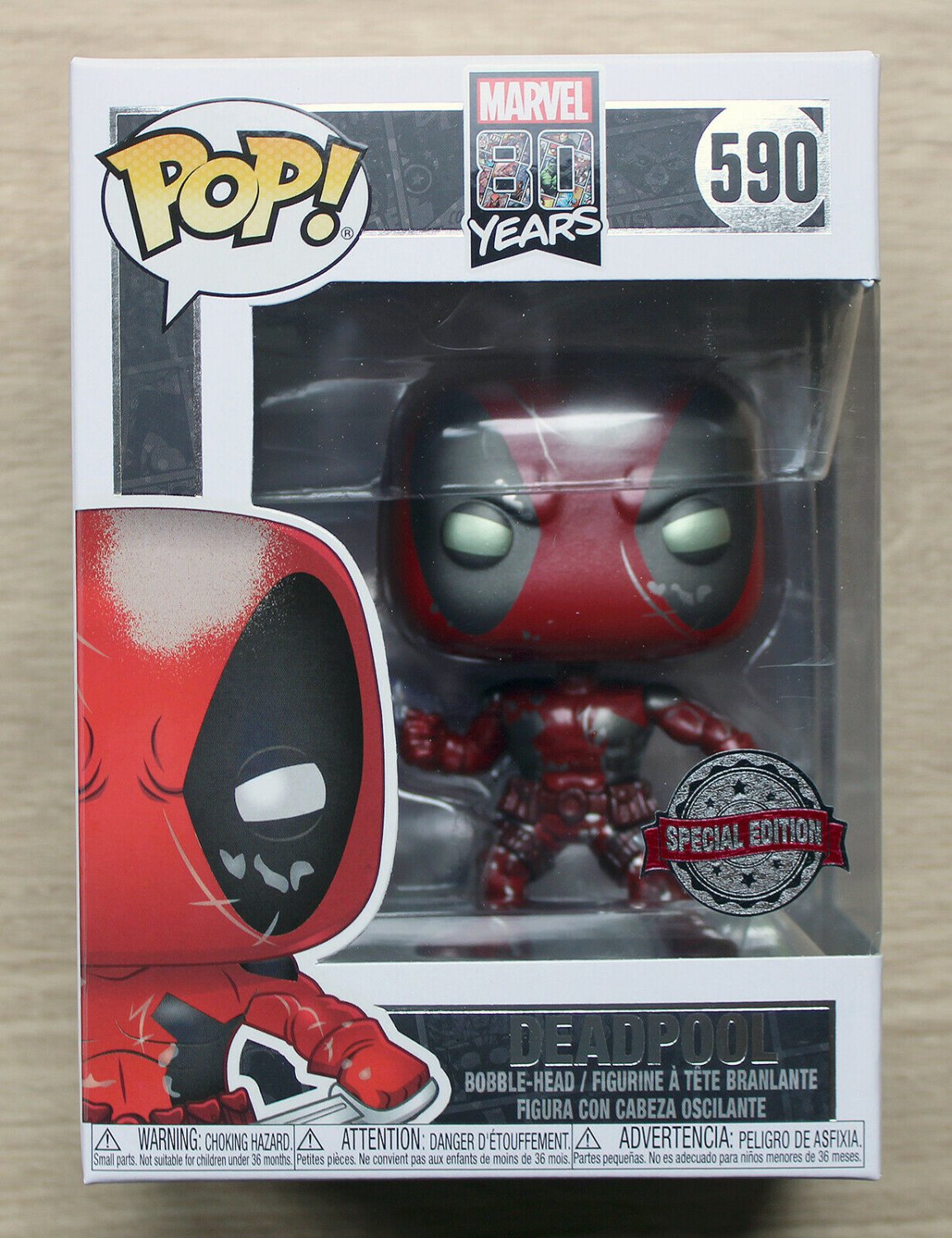 Funko Pop Marvel 80 Years Deadpool Metallic + Protector