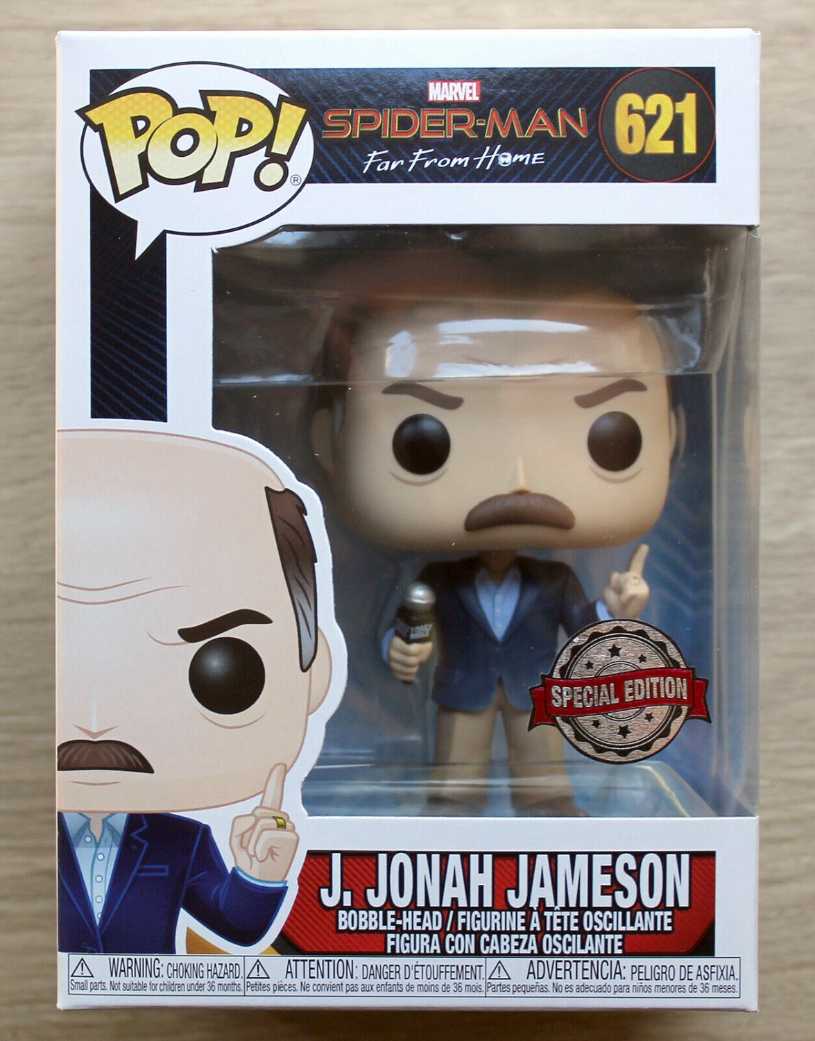 Funko Pop Marvel Spider-Man Far From Home J. Jonah Jameson + Free Protector
