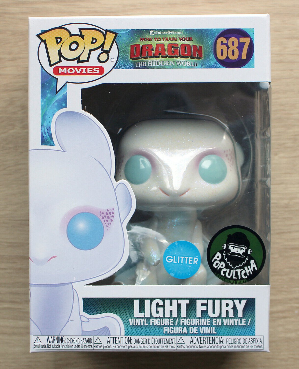Funko Pop How To Train Your Dragon Light Fury Glitter + Free Protector