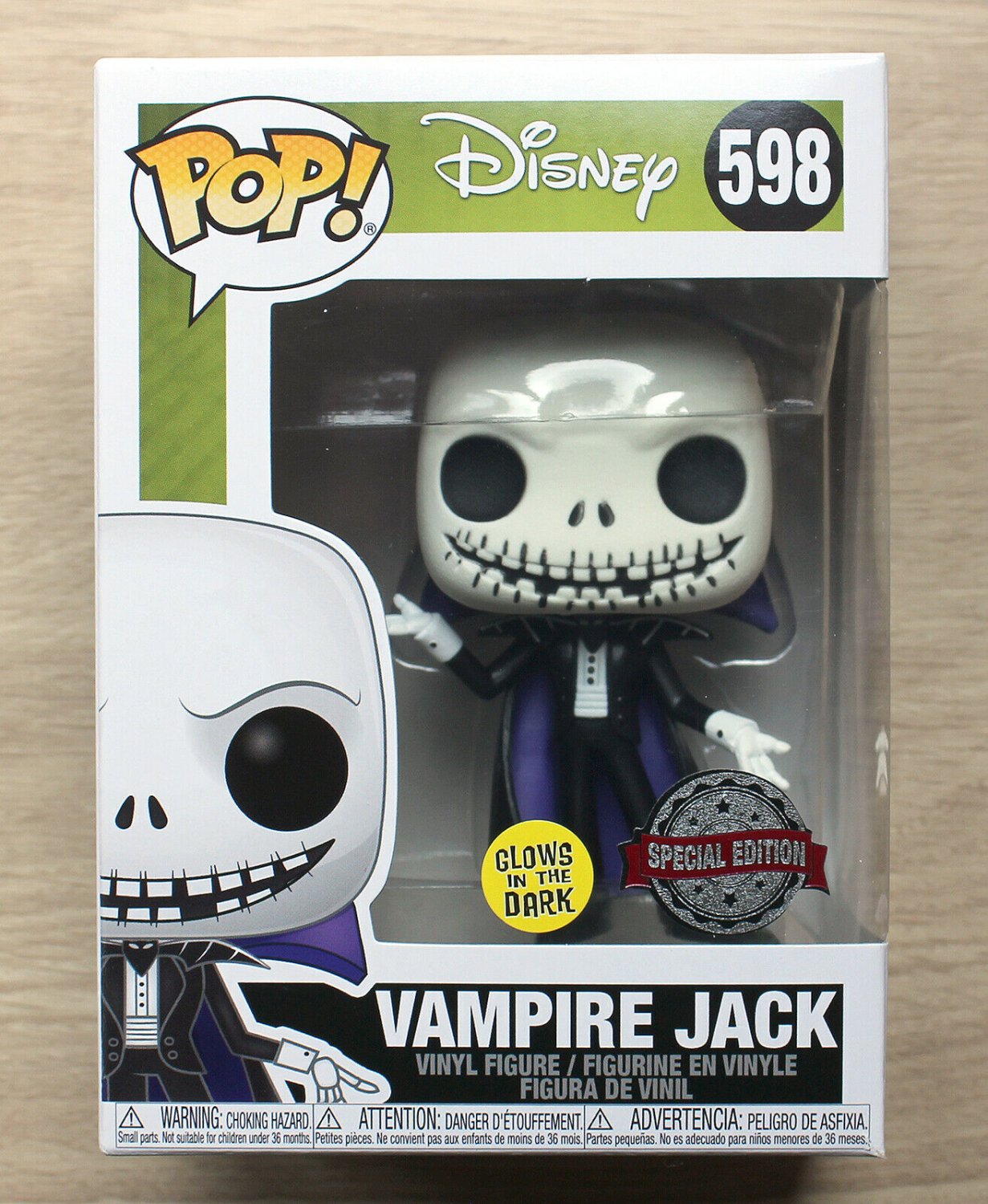 Funko Pop Disney NBC Vampire Jack GITD + Free Protector