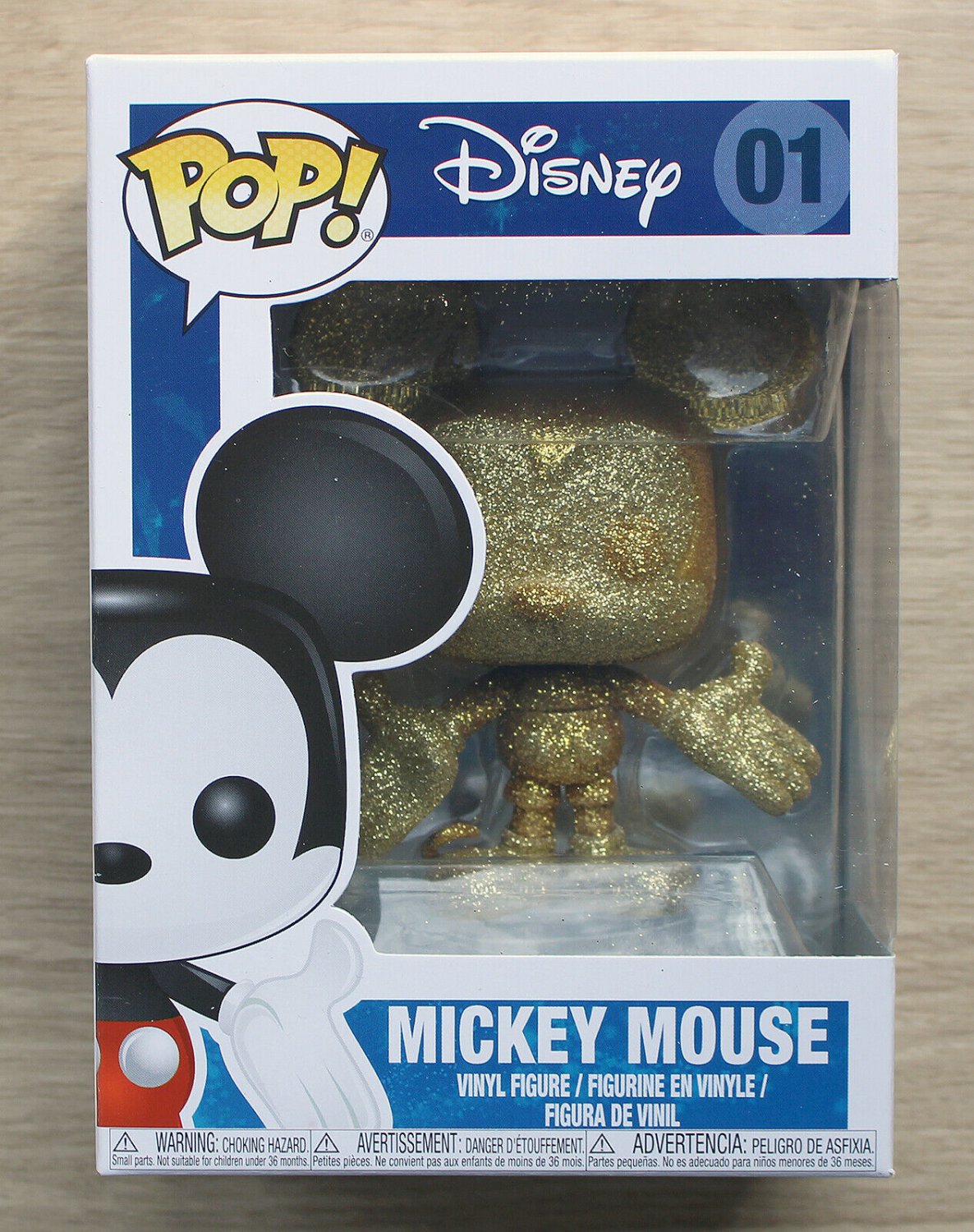 Funko Pop Disney Mickey Mouse Gold Diamond Glitter + Free Protector