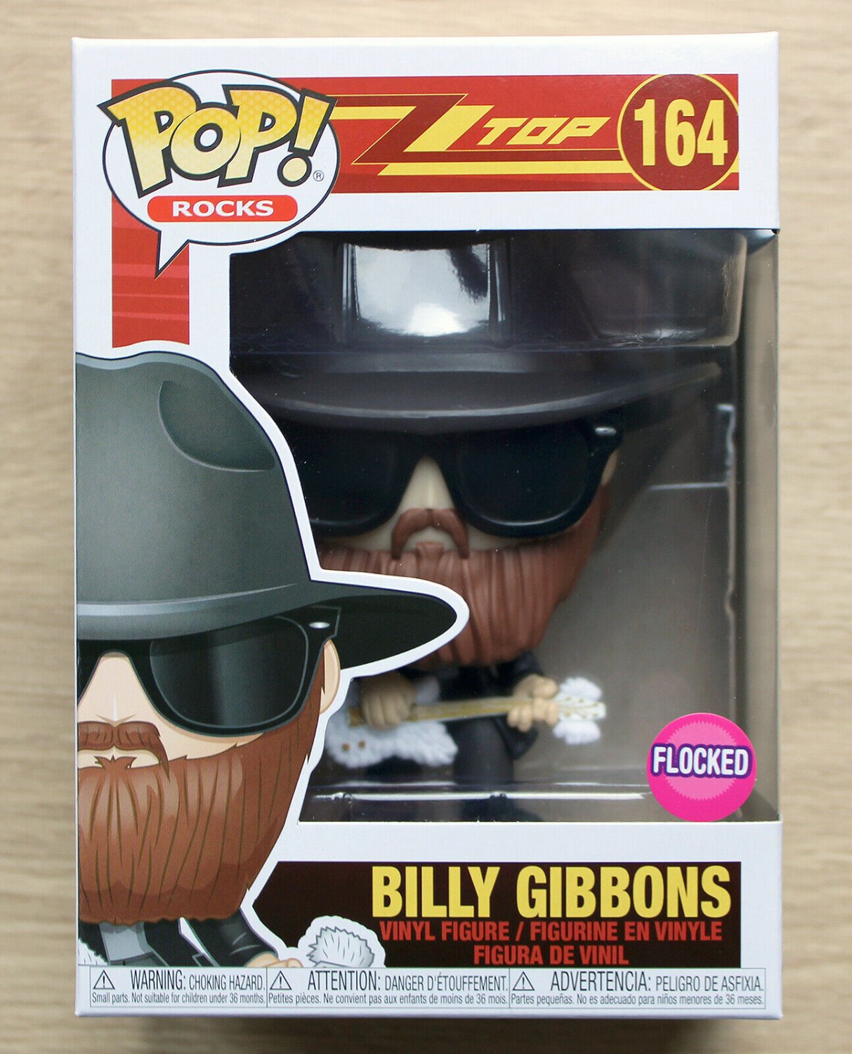 Funko Pop Rocks ZZ Top Billy Gibbons Flocked + Free Protector