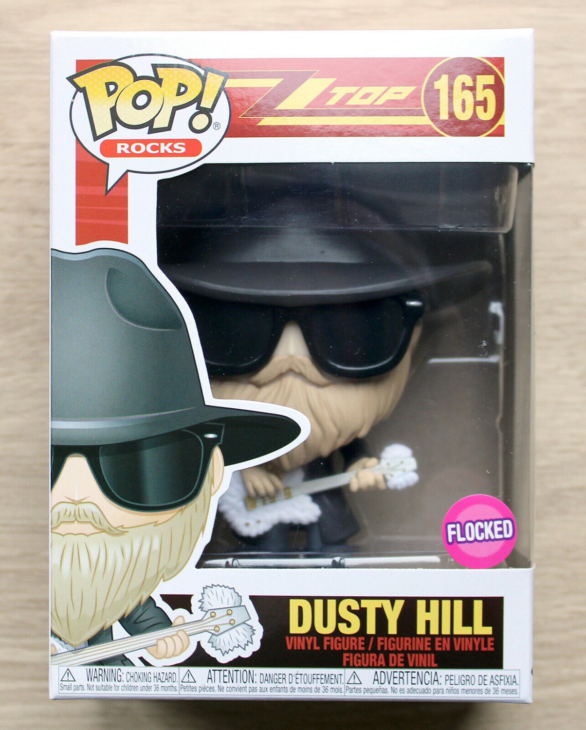 Funko Pop Rocks ZZ Top Dusty Hill Flocked + Free Protector