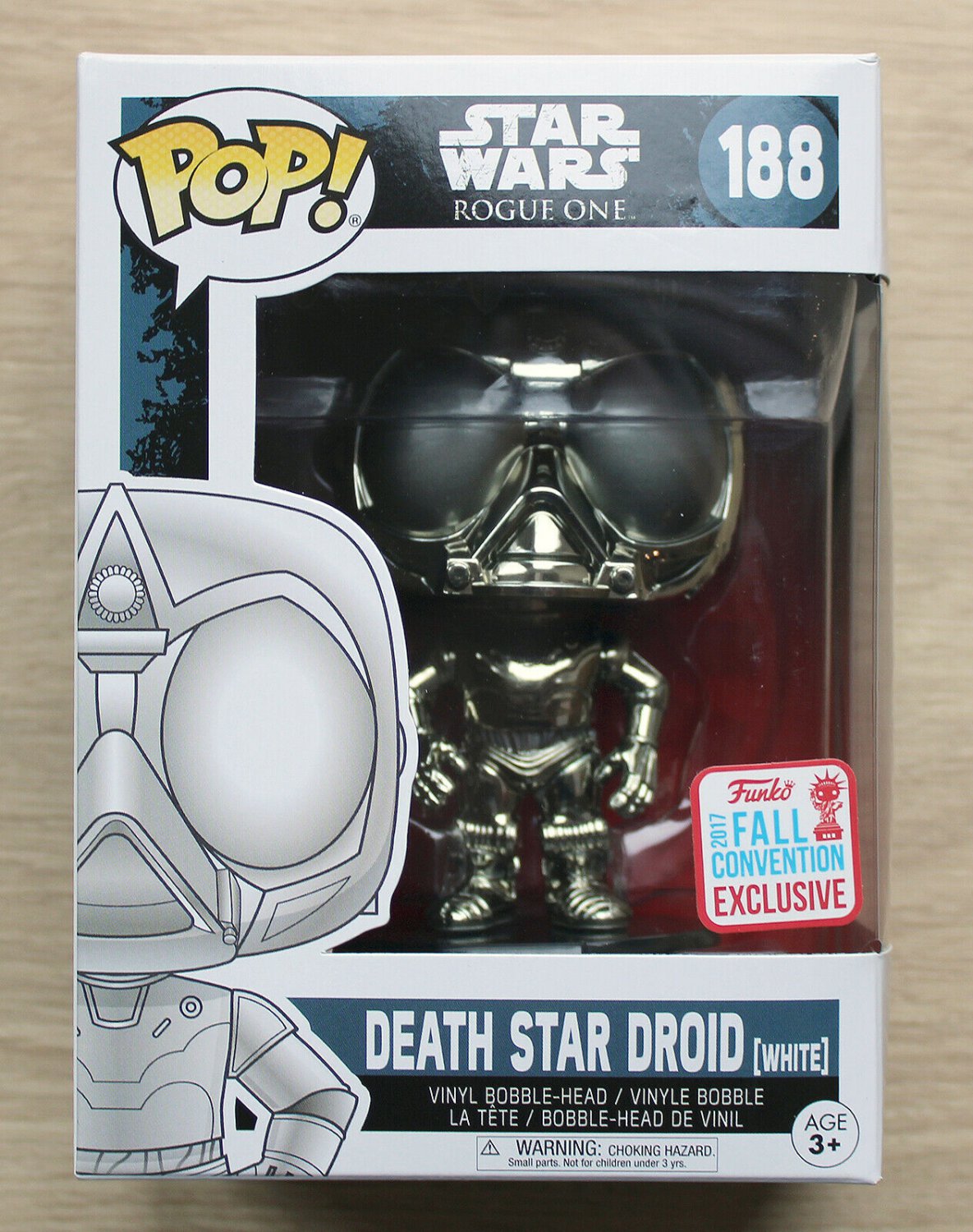 Funko Pop Star Wars Rogue One Death Star Droid White NYCC + Free Protector