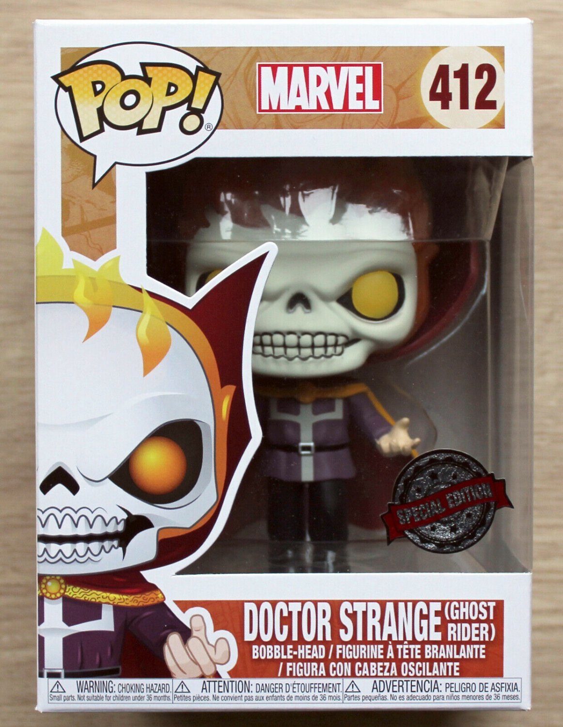 Funko Pop Marvel Doctor Strange Ghost Rider + Free Protector