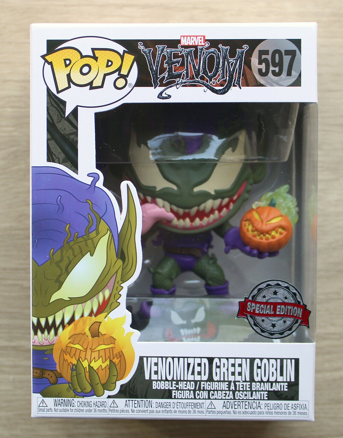 Funko Pop Marvel Venom Venomized Green Goblin + Free Protector