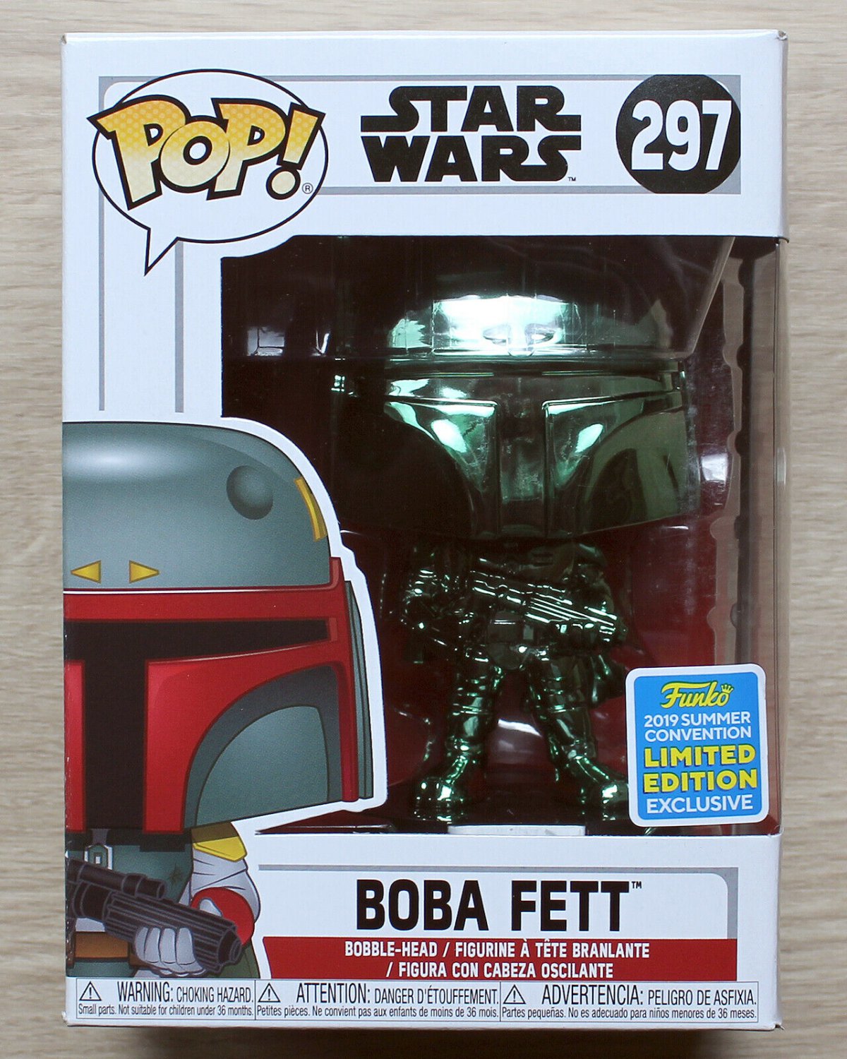 Funko Pop Star Wars Boba Fett Green Chrome SDCC + Free Protector