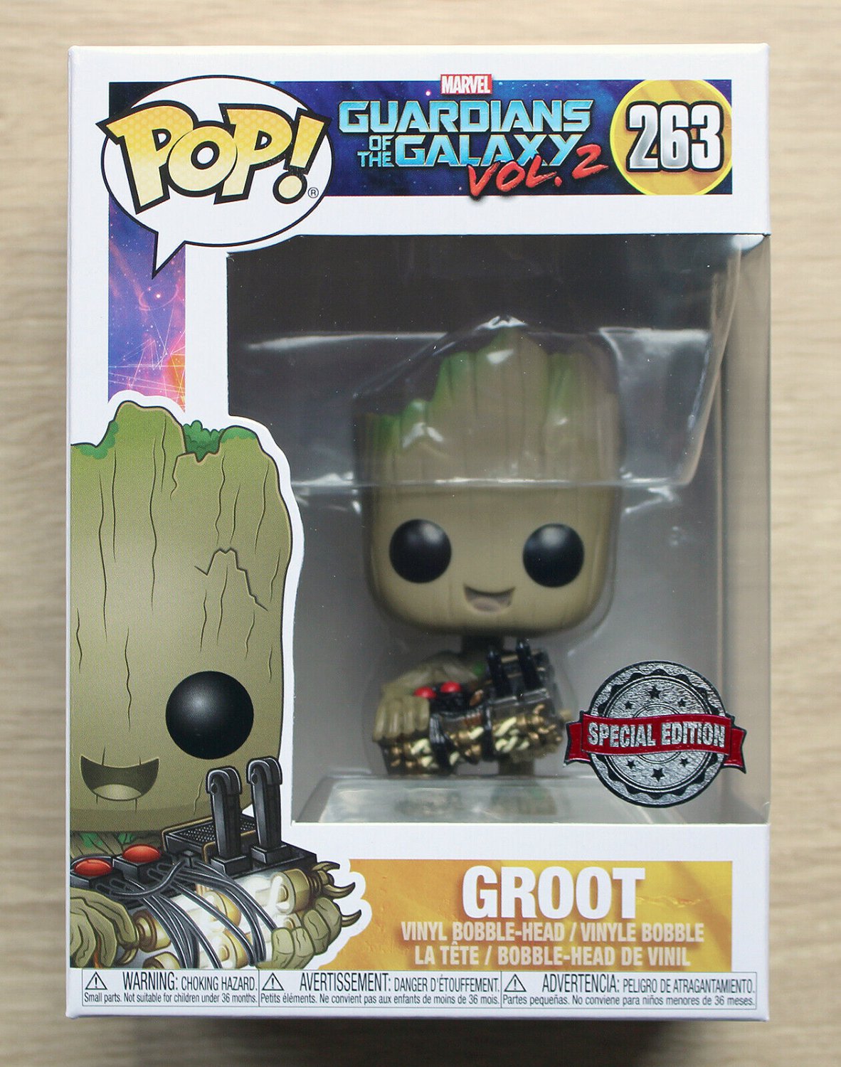 Funko Pop Guardians Of The Galaxy Vol 2 Groot With Bomb + Protector