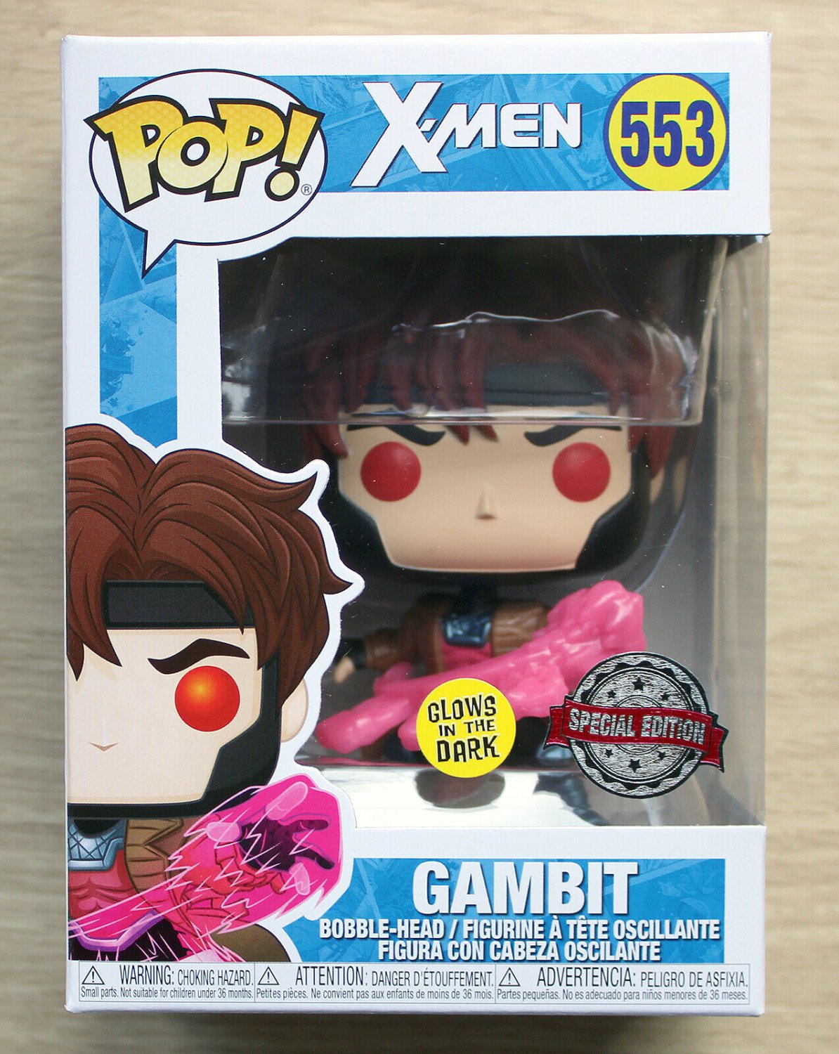 Funko Pop Marvel X-Men Gambit GITD + Free Protector