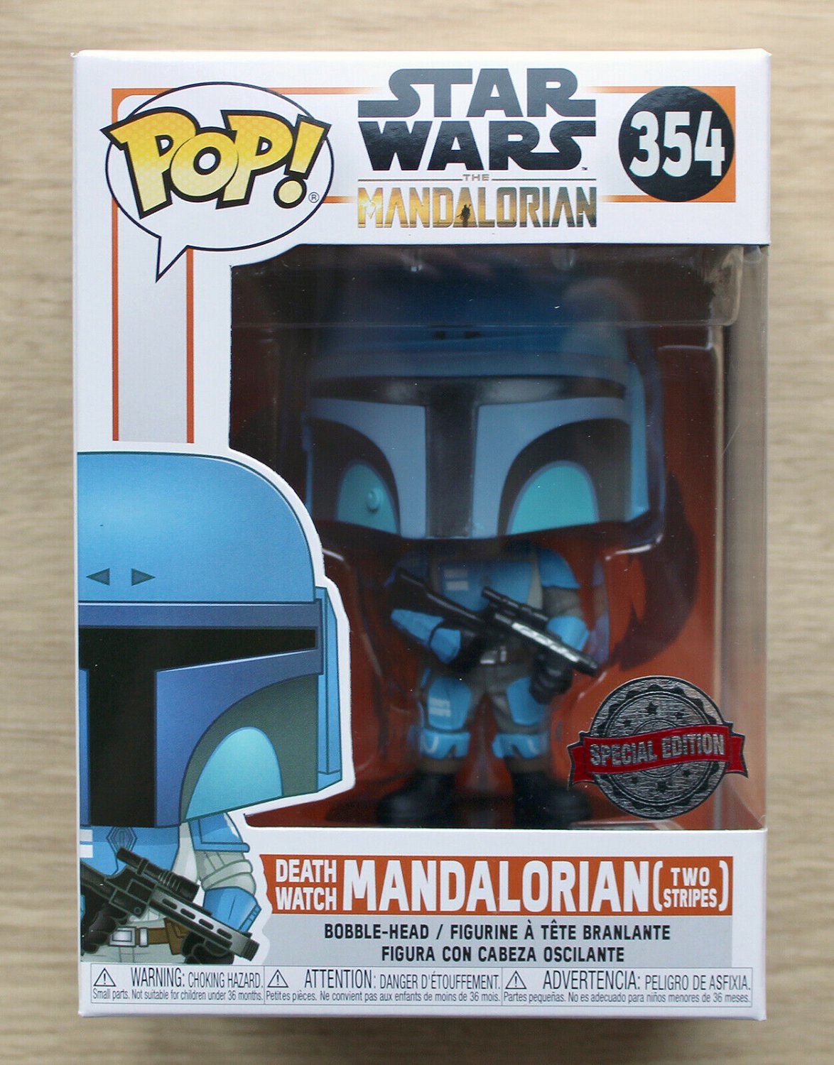 Funko Pop Star Wars The Mandalorian Death Watch Two Stripes + Free Protector