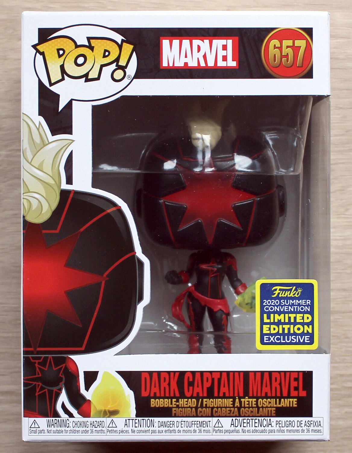 Funko Pop Marvel Dark Captain Marvel SDCC + Free Protector
