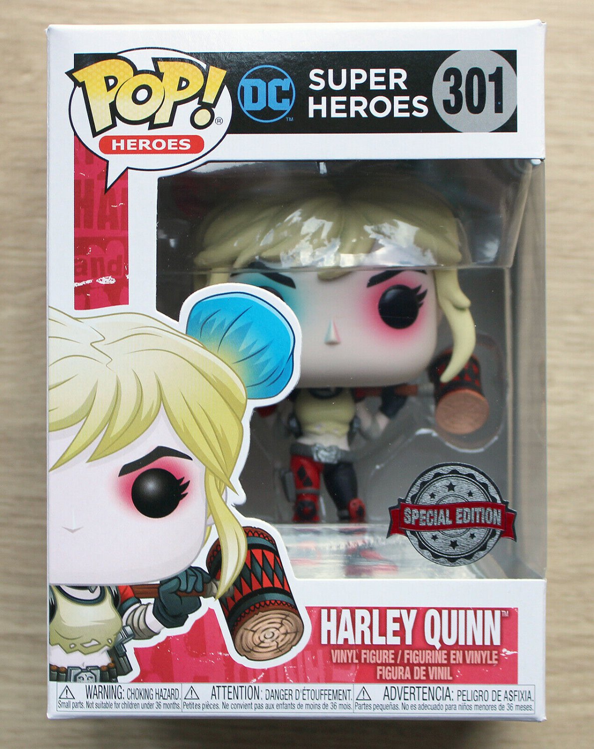 Funko Pop DC Heroes Harley Quinn With Mallet + Protector