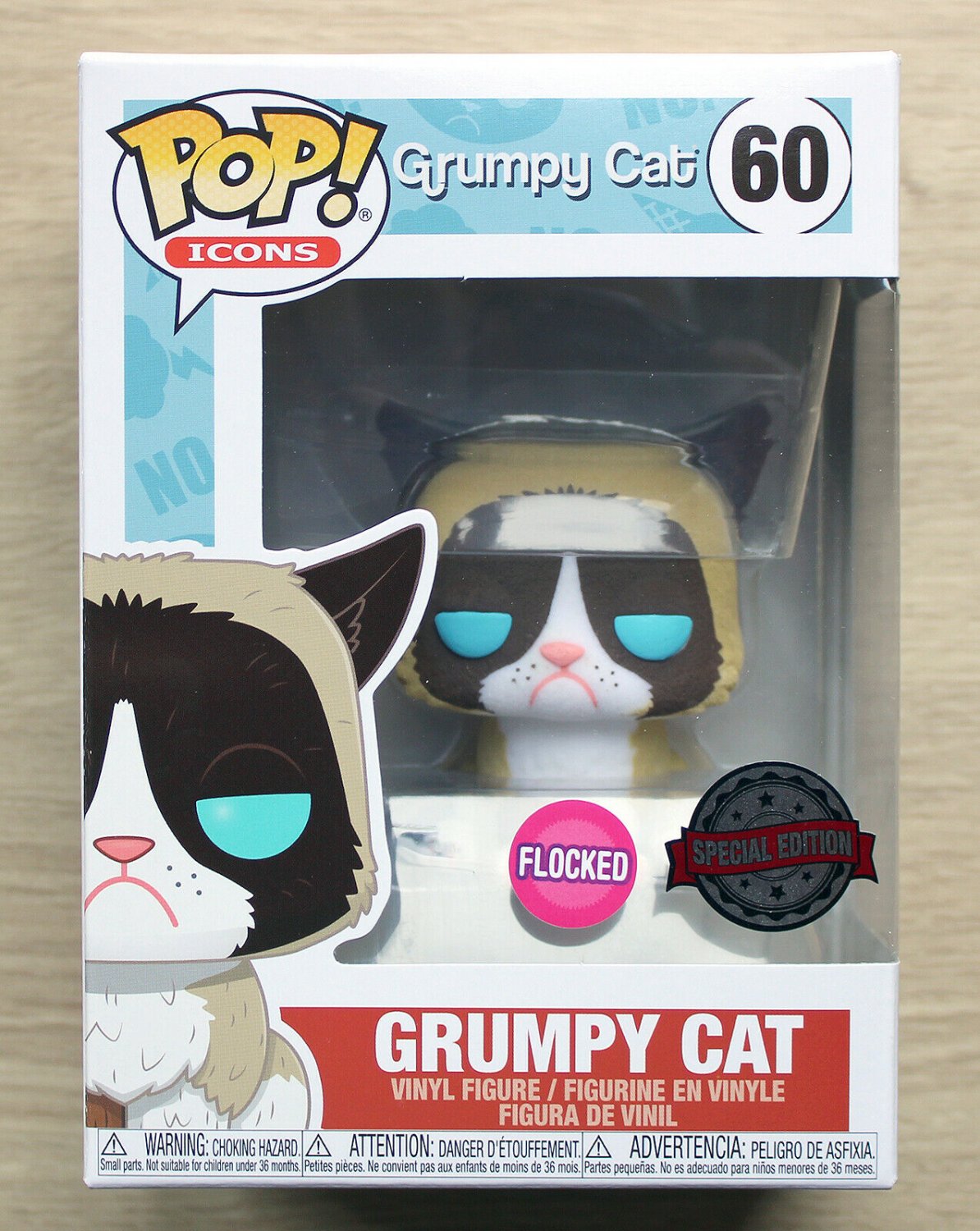 Funko Pop Icons Grumpy Cat Flocked + Free Protector