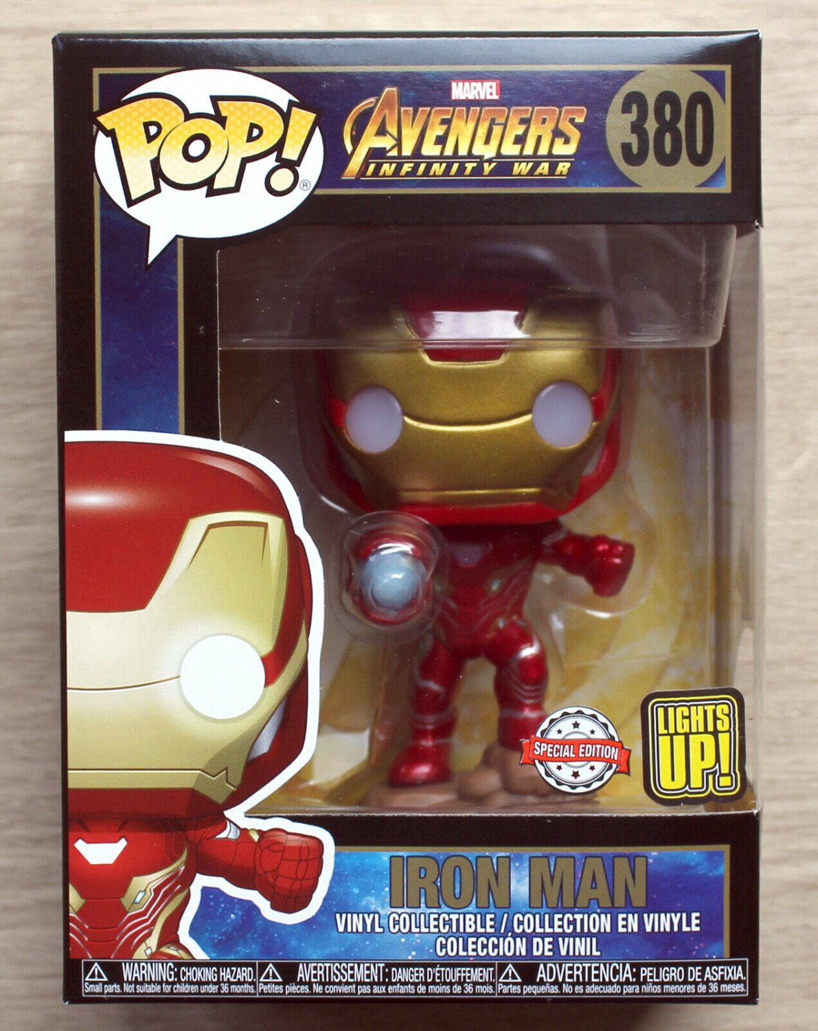Funko Pop Marvel Avengers Infinity War Iron Man Light Up + Free Protector