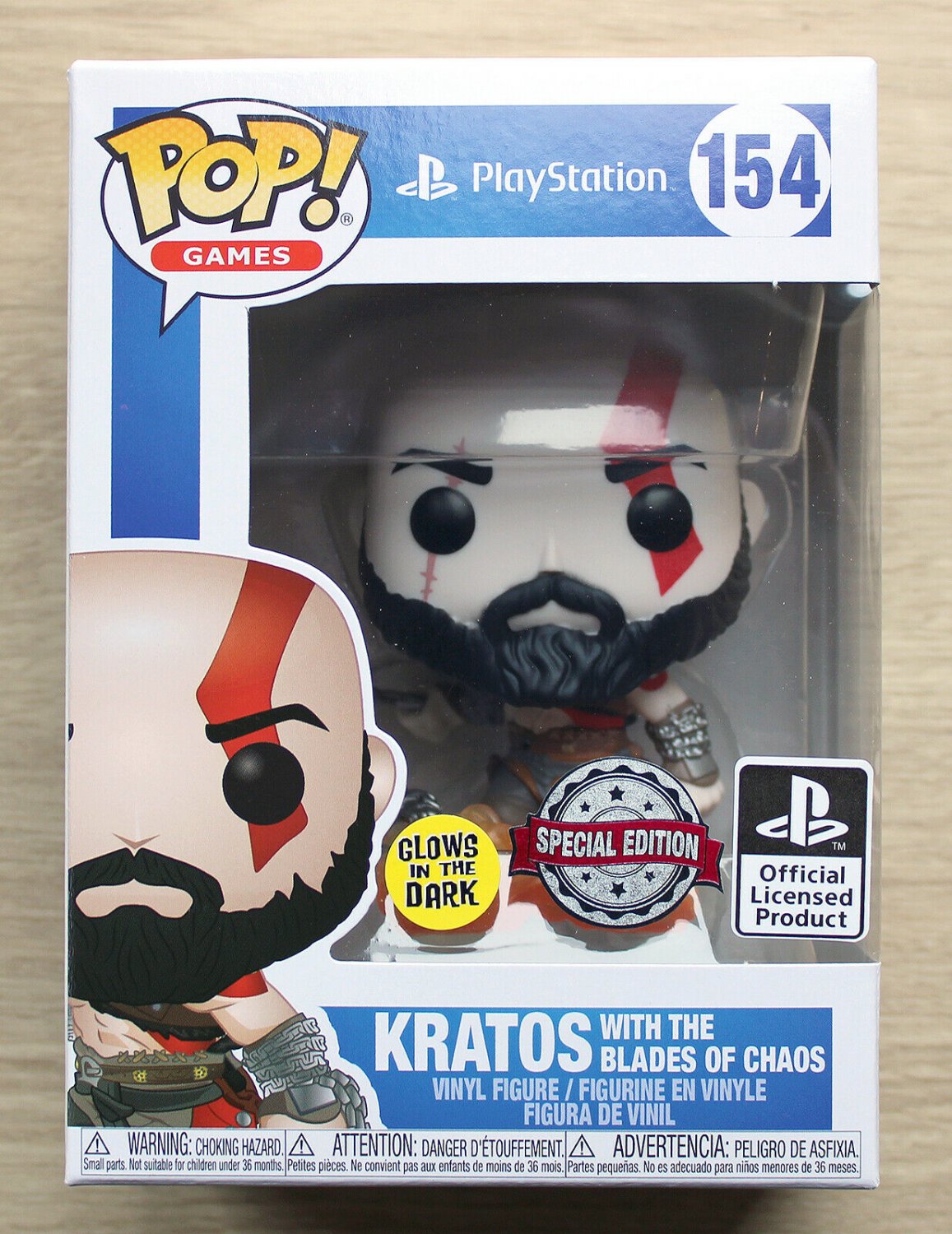Funko Pop Games Kratos With The Blades Of Chaos GITD + Free Protector