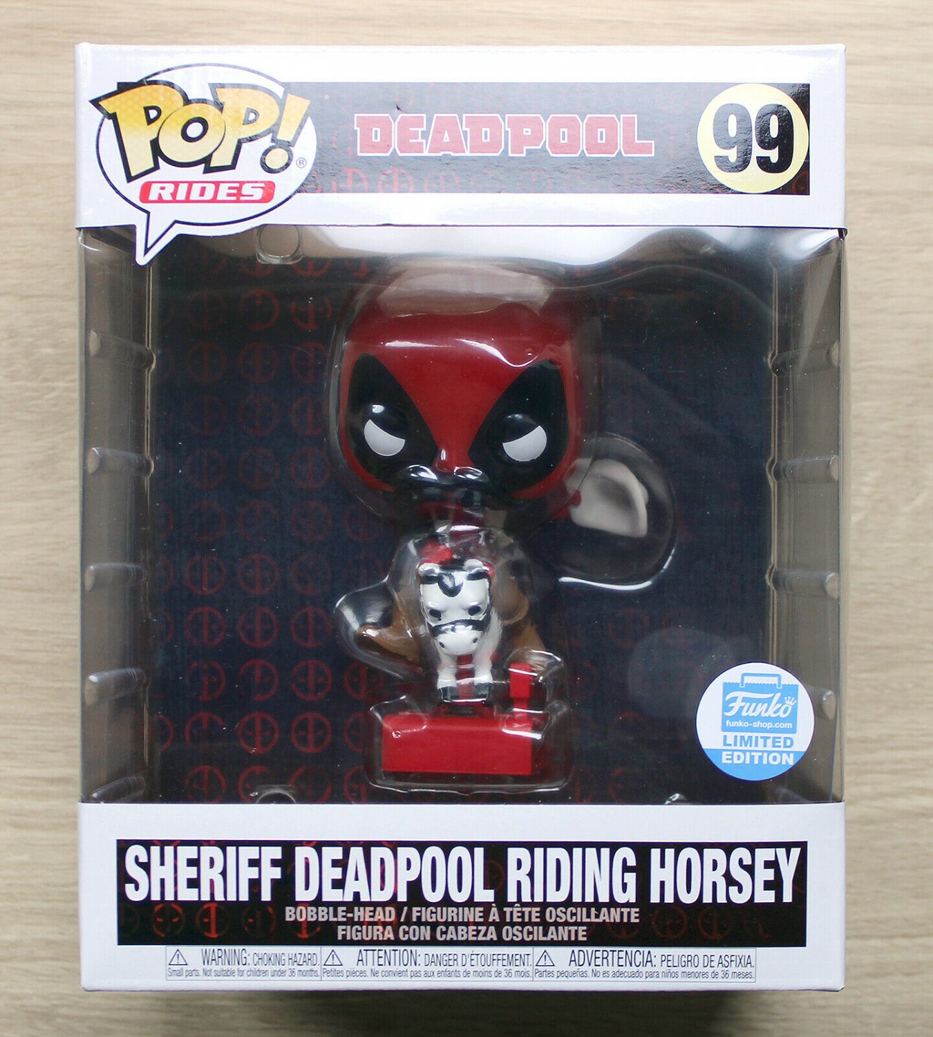 Funko Pop Rides Marvel Sheriff Deadpool Riding Horsey + Free Protector