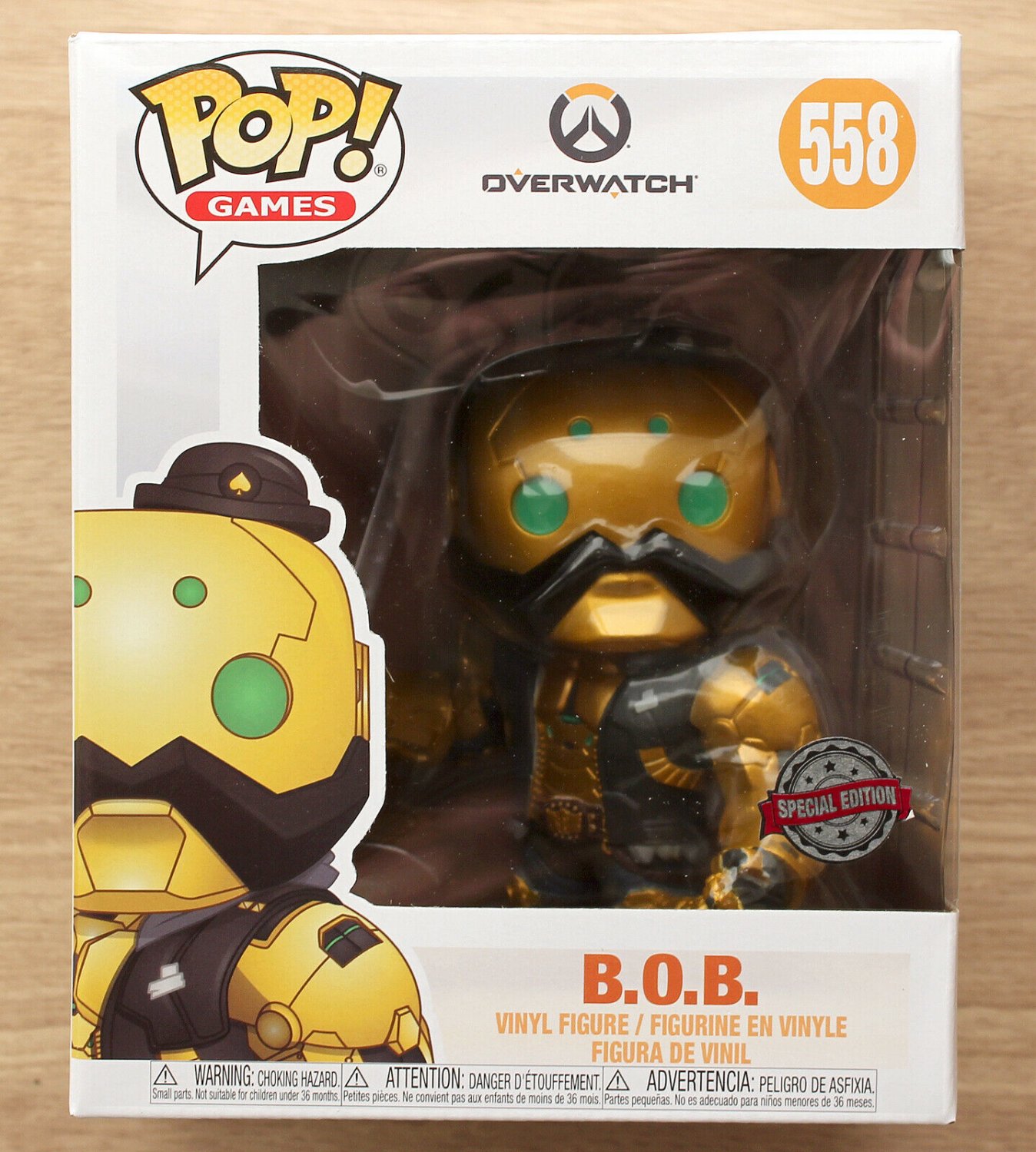 Funko Pop Games Overwatch B.O.B. Gold Metallic 6" (Creased) + Free 6" Protector