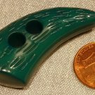 ONE Large Horn-Shaped PLASTIC Coat Button DILL Germany Green Almost 2" 49mm 8021